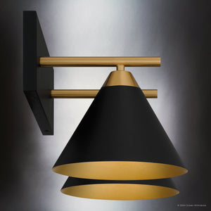 Urban Ambiance - Bath Light - UQL5540 Modern Indoor Bath Light, 8.75''H x 17.75''W x 9.5''D, Matte Black Finish, Kiel Collection - 