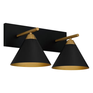 Urban Ambiance - Bath Light - UQL5540 Modern Indoor Bath Light, 8.75''H x 17.75''W x 9.5''D, Matte Black Finish, Kiel Collection - 