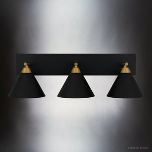 Urban Ambiance - Bath Light - UQL5541 Modern Indoor Bath Light, 8.75''H x 27.5''W x 9.5''D, Matte Black Finish, Kiel Collection - 