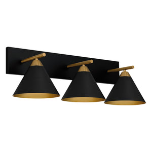 Urban Ambiance - Bath Light - UQL5541 Modern Indoor Bath Light, 8.75''H x 27.5''W x 9.5''D, Matte Black Finish, Kiel Collection - 