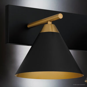 Urban Ambiance - Bath Light - UQL5541 Modern Indoor Bath Light, 8.75''H x 27.5''W x 9.5''D, Matte Black Finish, Kiel Collection - 