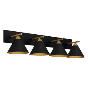 Urban Ambiance - Bath Light - UQL5542 Modern Indoor Bath Light, 8.75''H x 37.5''W x 9.5''D, Matte Black Finish, Kiel Collection - 