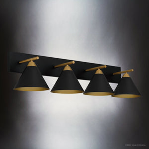 Urban Ambiance - Bath Light - UQL5542 Modern Indoor Bath Light, 8.75''H x 37.5''W x 9.5''D, Matte Black Finish, Kiel Collection - 
