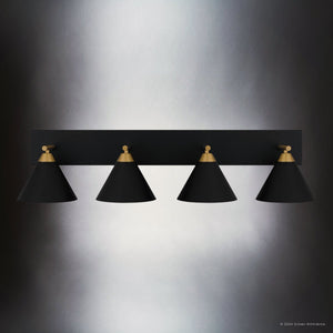 Urban Ambiance - Bath Light - UQL5542 Modern Indoor Bath Light, 8.75''H x 37.5''W x 9.5''D, Matte Black Finish, Kiel Collection - 