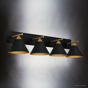 Urban Ambiance - Bath Light - UQL5542 Modern Indoor Bath Light, 8.75''H x 37.5''W x 9.5''D, Matte Black Finish, Kiel Collection - 