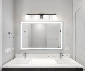 Urban Ambiance - Bath Light - UQL5552 Contemporary Indoor Bath Light, 6.25''H x 32.75''W x 5.25''D, Matte Black Finish, Nowra Collection - 
