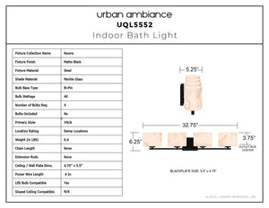 Urban Ambiance - Bath Light - UQL5552 Contemporary Indoor Bath Light, 6.25''H x 32.75''W x 5.25''D, Matte Black Finish, Nowra Collection - 