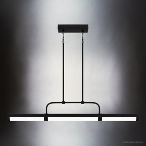 Urban Ambiance - Chandelier - UQL5580 Mid - Century Modern Indoor Chandelier, 7.5''H x 42''W x 2.5''D, Matte Black Finish, Gosford Collection - 