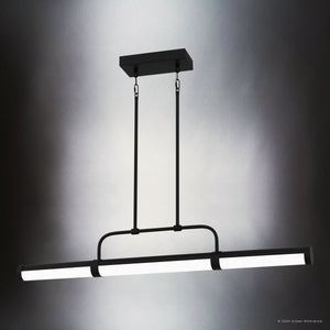 Urban Ambiance - Chandelier - UQL5580 Mid - Century Modern Indoor Chandelier, 7.5''H x 42''W x 2.5''D, Matte Black Finish, Gosford Collection - 