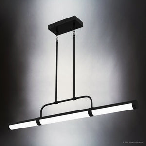 Urban Ambiance - Chandelier - UQL5580 Mid - Century Modern Indoor Chandelier, 7.5''H x 42''W x 2.5''D, Matte Black Finish, Gosford Collection - 