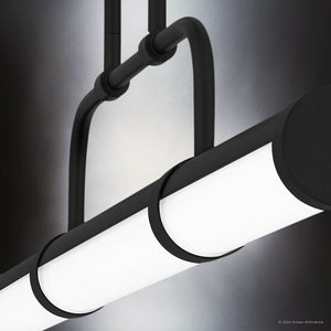 Urban Ambiance - Chandelier - UQL5580 Mid - Century Modern Indoor Chandelier, 7.5''H x 42''W x 2.5''D, Matte Black Finish, Gosford Collection - 
