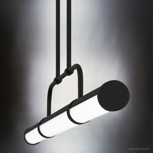 Urban Ambiance - Chandelier - UQL5580 Mid - Century Modern Indoor Chandelier, 7.5''H x 42''W x 2.5''D, Matte Black Finish, Gosford Collection - 
