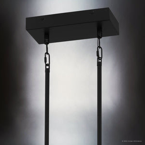 Urban Ambiance - Chandelier - UQL5580 Mid - Century Modern Indoor Chandelier, 7.5''H x 42''W x 2.5''D, Matte Black Finish, Gosford Collection - 