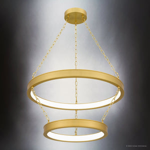 Urban Ambiance - Pendant - UQL5590 Contemporary Indoor Pendant, 14.25''H x 27.5''W x 27.5''D, Antique Brass Finish, Whitby Collection - 
