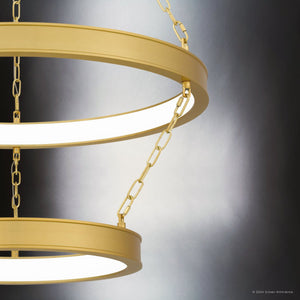 Urban Ambiance - Pendant - UQL5590 Contemporary Indoor Pendant, 14.25''H x 27.5''W x 27.5''D, Antique Brass Finish, Whitby Collection - 