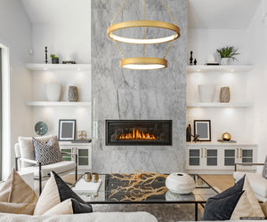 Urban Ambiance - Pendant - UQL5590 Contemporary Indoor Pendant, 14.25''H x 27.5''W x 27.5''D, Antique Brass Finish, Whitby Collection - 