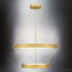 Urban Ambiance - Pendant - UQL5590 Contemporary Indoor Pendant, 14.25''H x 27.5''W x 27.5''D, Antique Brass Finish, Whitby Collection - 