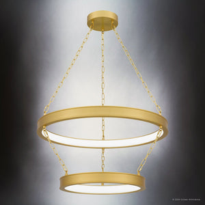 Urban Ambiance - Pendant - UQL5590 Contemporary Indoor Pendant, 14.25''H x 27.5''W x 27.5''D, Antique Brass Finish, Whitby Collection - 