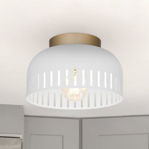 Urban Ambiance - Ceiling Light - UQL5610 Bohemian Indoor Ceiling Light, 7''H x 11''W x 11''D, Matte White Finish, Hankinson Collection -