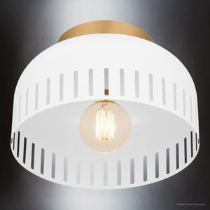 Urban Ambiance - Ceiling Light - UQL5610 Bohemian Indoor Ceiling Light, 7''H x 11''W x 11''D, Matte White Finish, Hankinson Collection - 