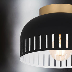 Urban Ambiance - Ceiling Light - UQL5611 Bohemian Indoor Ceiling Light, 7''H x 11''W x 11''D, Matte Black Finish, Hankinson Collection - 