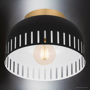 Urban Ambiance - Ceiling Light - UQL5611 Bohemian Indoor Ceiling Light, 7''H x 11''W x 11''D, Matte Black Finish, Hankinson Collection - 