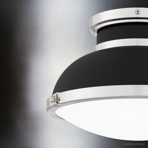 Urban Ambiance - Ceiling Light - UQL5630 Classic Indoor Ceiling Light, 8.75''H x 14''W x 14''D, Matte Black Finish, Hankinson Collection - 