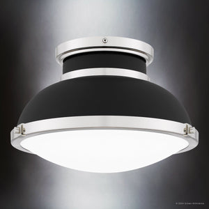 Urban Ambiance - Ceiling Light - UQL5630 Classic Indoor Ceiling Light, 8.75''H x 14''W x 14''D, Matte Black Finish, Hankinson Collection - 