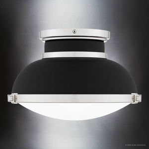 Urban Ambiance - Ceiling Light - UQL5630 Classic Indoor Ceiling Light, 8.75''H x 14''W x 14''D, Matte Black Finish, Hankinson Collection - 