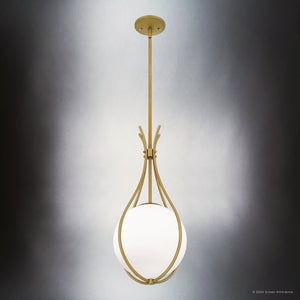 Urban Ambiance - Pendant - UQL5670 Modern Indoor Pendant, 22''H x 10.75''W x 10.75''D, Aged Brass Finish, Zennor Collection - 