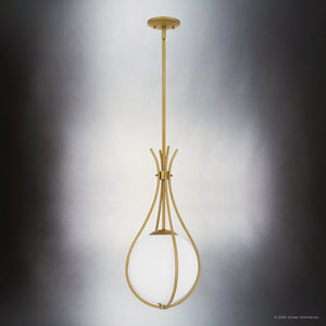 Urban Ambiance - Pendant - UQL5670 Modern Indoor Pendant, 22''H x 10.75''W x 10.75''D, Aged Brass Finish, Zennor Collection - 
