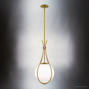 Urban Ambiance - Pendant - UQL5670 Modern Indoor Pendant, 22''H x 10.75''W x 10.75''D, Aged Brass Finish, Zennor Collection - 