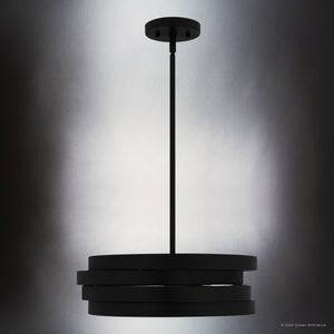 Urban Ambiance - Pendant - UQL5680 Cosmopolitan Indoor Pendant, 5.5''H x 16''W x 16''D, Matte Black Finish, Zennor Collection - 