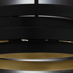 Urban Ambiance - Pendant - UQL5680 Cosmopolitan Indoor Pendant, 5.5''H x 16''W x 16''D, Matte Black Finish, Zennor Collection - 