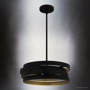 Urban Ambiance - Pendant - UQL5680 Cosmopolitan Indoor Pendant, 5.5''H x 16''W x 16''D, Matte Black Finish, Zennor Collection - 