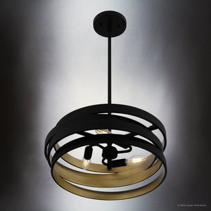 Urban Ambiance - Pendant - UQL5680 Cosmopolitan Indoor Pendant, 5.5''H x 16''W x 16''D, Matte Black Finish, Zennor Collection - 