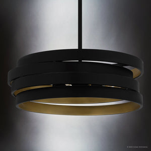 Urban Ambiance - Pendant - UQL5680 Cosmopolitan Indoor Pendant, 5.5''H x 16''W x 16''D, Matte Black Finish, Zennor Collection - 