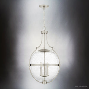 Urban Ambiance - Pendant - UQL5690 New Traditional Indoor Pendant, 29''H x 17.5''W x 17.5''D, Brushed Nickel Finish, Zennor Collection - 