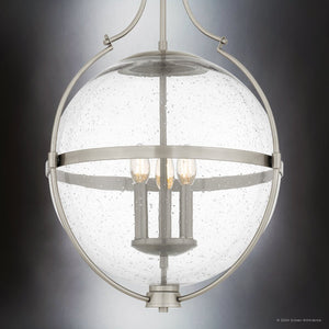 Urban Ambiance - Pendant - UQL5690 New Traditional Indoor Pendant, 29''H x 17.5''W x 17.5''D, Brushed Nickel Finish, Zennor Collection - 