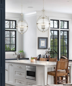 Urban Ambiance - Pendant - UQL5690 New Traditional Indoor Pendant, 29''H x 17.5''W x 17.5''D, Brushed Nickel Finish, Zennor Collection - 