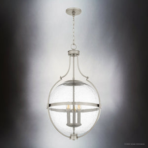 Urban Ambiance - Pendant - UQL5690 New Traditional Indoor Pendant, 29''H x 17.5''W x 17.5''D, Brushed Nickel Finish, Zennor Collection - 