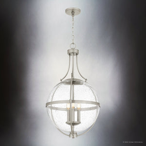 Urban Ambiance - Pendant - UQL5690 New Traditional Indoor Pendant, 29''H x 17.5''W x 17.5''D, Brushed Nickel Finish, Zennor Collection - 