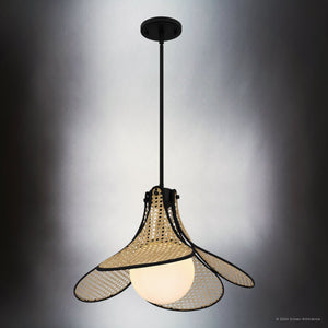 Urban Ambiance - Pendant - UQL5710 Bohemian Indoor Pendant, 13''H x 18''W x 18''D, Matte Black Finish, Zennor Collection - 