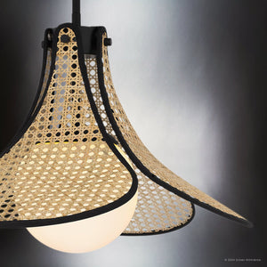 Urban Ambiance - Pendant - UQL5710 Bohemian Indoor Pendant, 13''H x 18''W x 18''D, Matte Black Finish, Zennor Collection - 