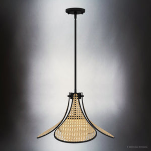 Urban Ambiance - Pendant - UQL5710 Bohemian Indoor Pendant, 13''H x 18''W x 18''D, Matte Black Finish, Zennor Collection - 