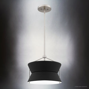 Urban Ambiance - Pendant - UQL5730 Mid - Century Modern Indoor Pendant, 11''H x 13''W x 13''D, Brushed Nickel Finish, Zennor Collection - 