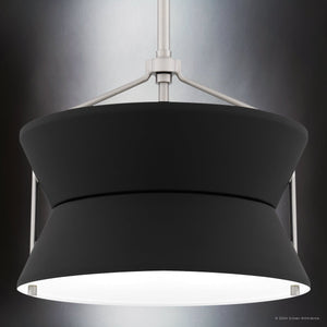 Urban Ambiance - Pendant - UQL5730 Mid - Century Modern Indoor Pendant, 11''H x 13''W x 13''D, Brushed Nickel Finish, Zennor Collection - 