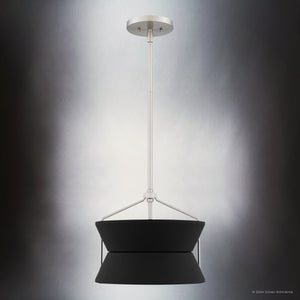 Urban Ambiance - Pendant - UQL5730 Mid - Century Modern Indoor Pendant, 11''H x 13''W x 13''D, Brushed Nickel Finish, Zennor Collection - 