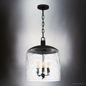 Urban Ambiance - Pendant - UQL5741 Traditional Indoor Pendant, 18''H x 14''W x 14''D, Matte Black Finish, Zennor Collection - 