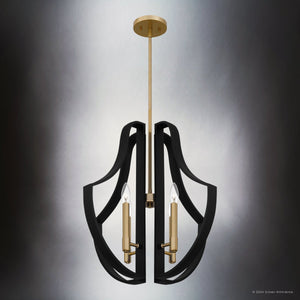 Urban Ambiance - Pendant - UQL5750 Luxe Industrial Indoor Pendant, 21.75''H x 22''W x 22''D, Matte Black Finish, Zennor Collection - 